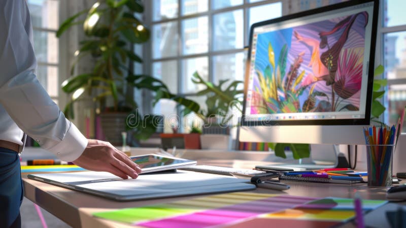 Spațiul de lucru Designeri creativi. AI generat stock images