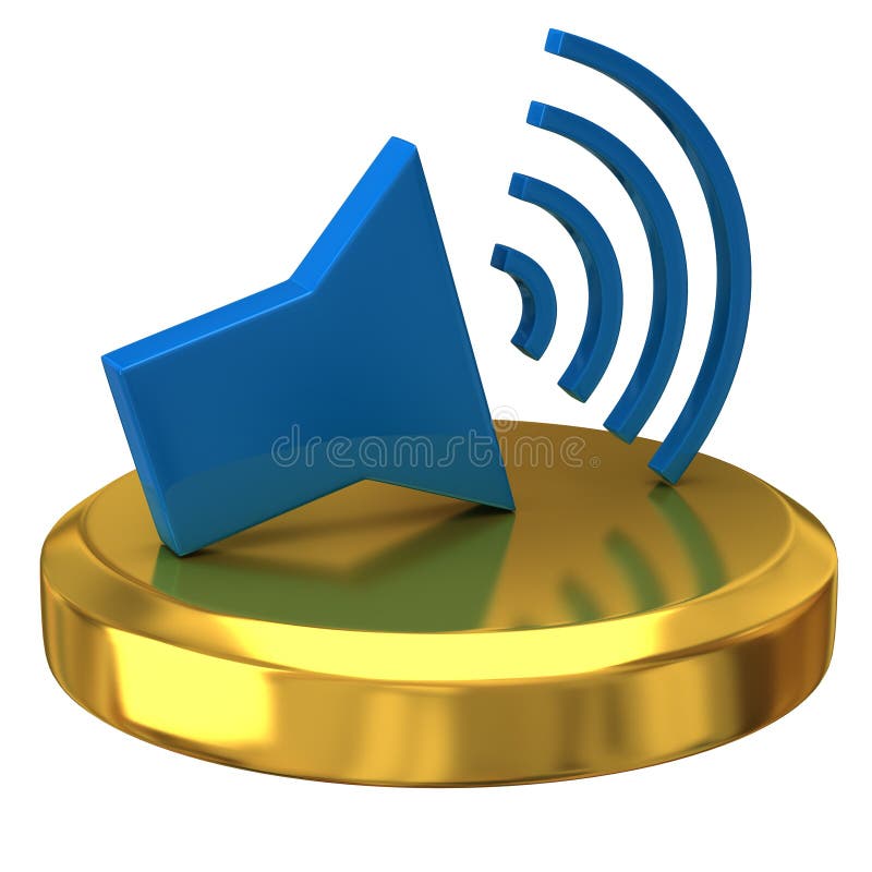 Speaker icon on gold podium stock illustration