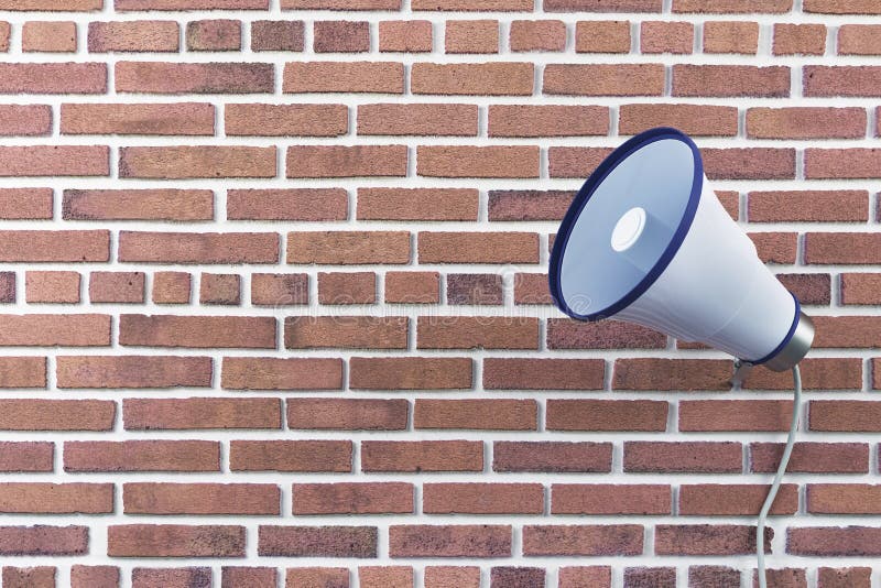 Speaker on red brick wall stock illustration. Illustration of alert