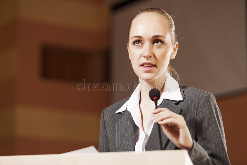 Speaker at stage royalty free stock photography