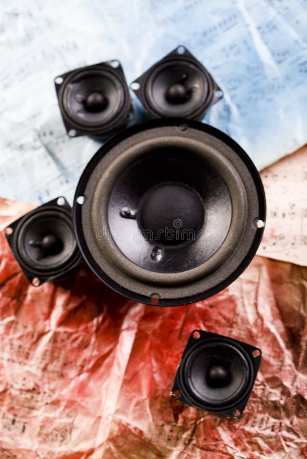 Oldfashioned Speakers Mounted on a Brick Wall Stock Photo Image of