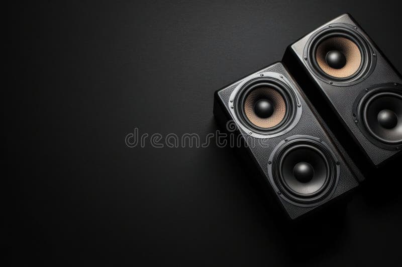 Speakers on Dark, Audio Experience, Sound Engineering and Music Passion royalty free illustration