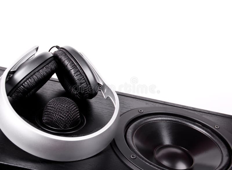 Microphone and headphones stock image. Image of recording 57744765