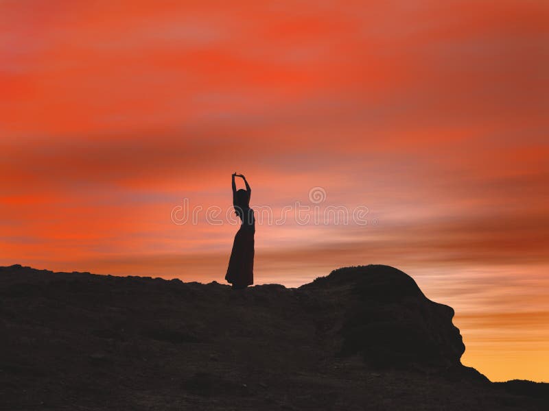 Speaking with nature. Woman speaking with the nature Speaking with nature. Woman speaking with the nature