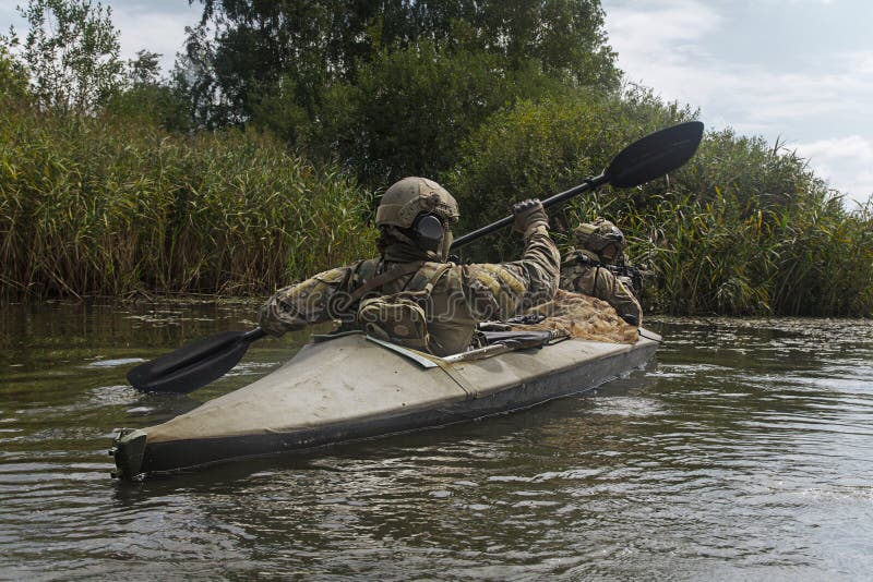 Spec Ops in the Military Kayak Stock Image Image of army, paddling