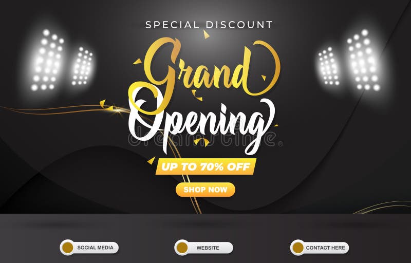 Special discount grand opening template banner with blank space for product with abstract gradient black background design stock illustration