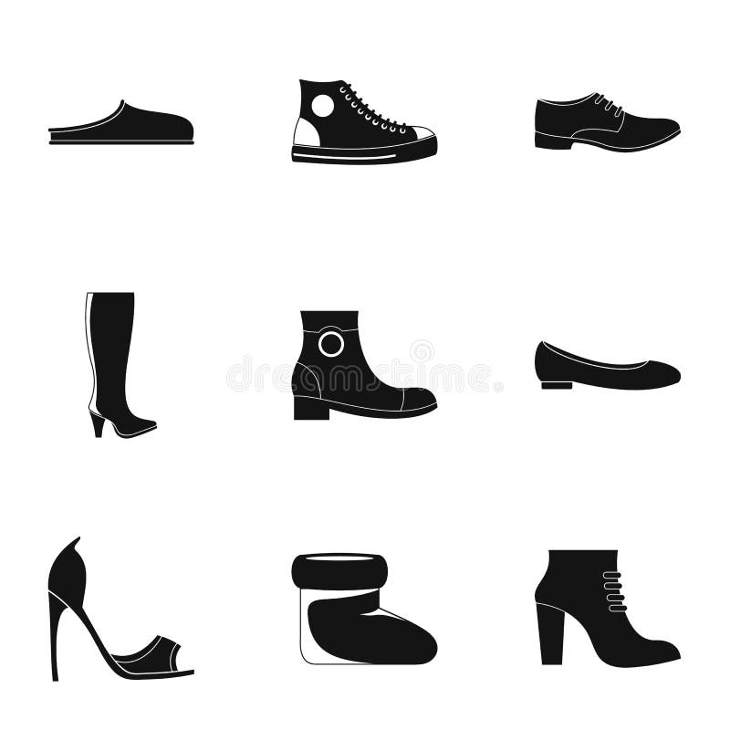 Special Footwear Icons Set, Simple Style Stock Vector - Illustration of ...