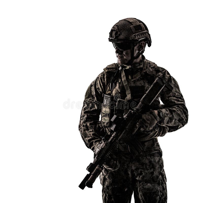 Special Forces Operator stock photo. Image of backlit 101313124