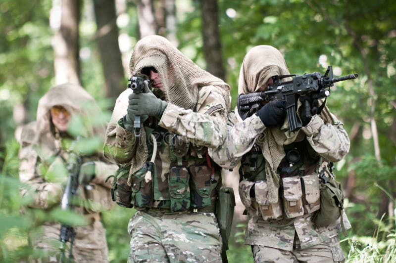 Special forces soldiers on patrol