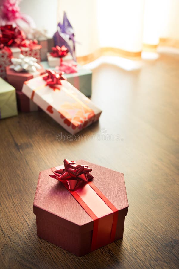 Special Gift with Red Ribbon Stock Image Image of wrapping, paper