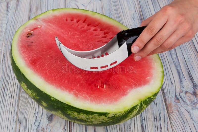 Special Knife for Fast Cutting of Watermelon Stock Photo Image of
