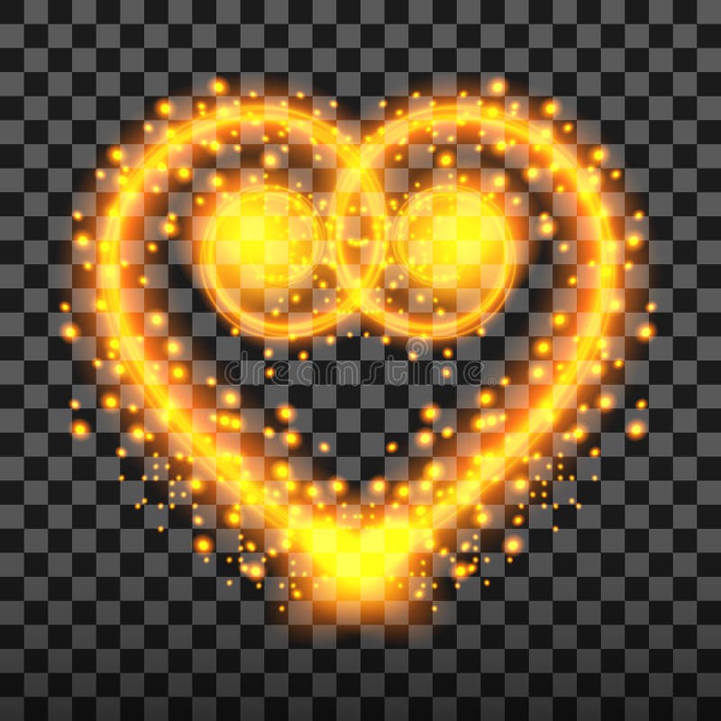 Special light effect of the heart with sparks and Golden. Transparent background, vector illustration. royalty free illustration Special light effect of the heart with sparks and Golden. Transparent background, vector illustration. royalty free illustration