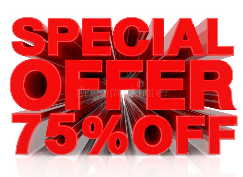 Special Offer 75 Off Word On White Background 3d Rendering Stock