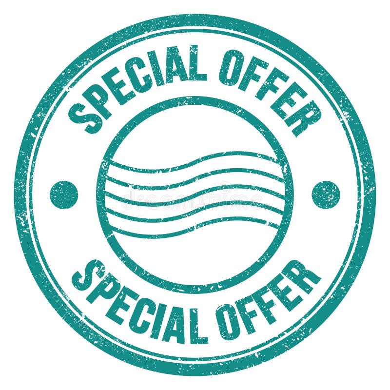 SPECIAL OFFER Text Written on Blue Round Postal Stamp Sign Stock