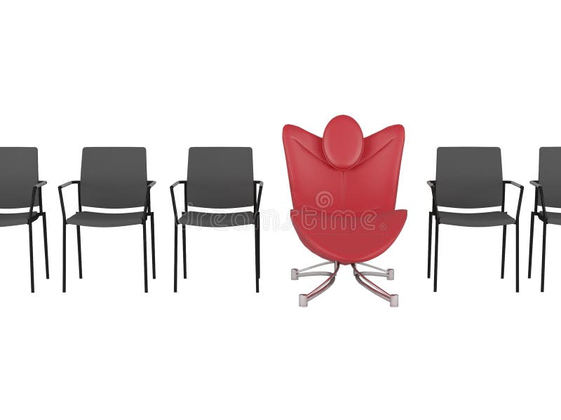 Special red office armchair between ordinary