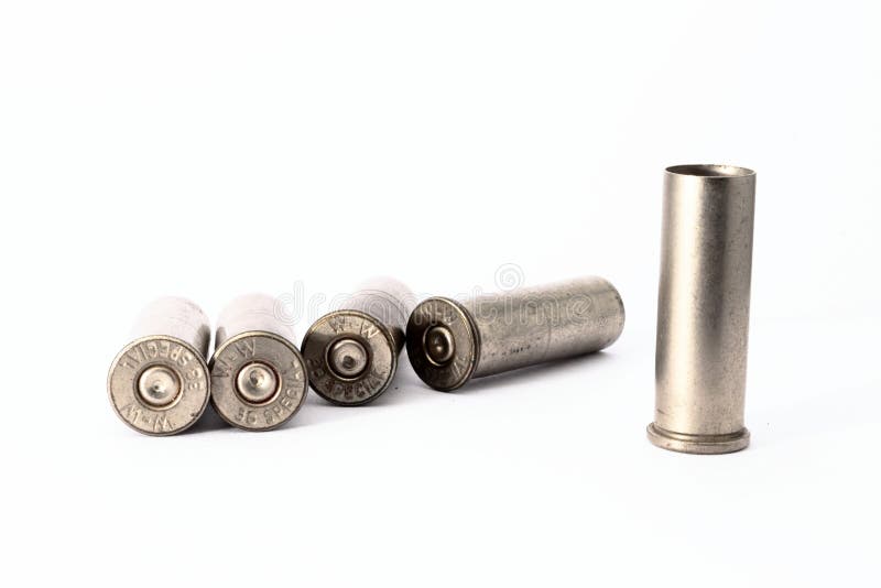 .38 special shell casings isolated on white background
