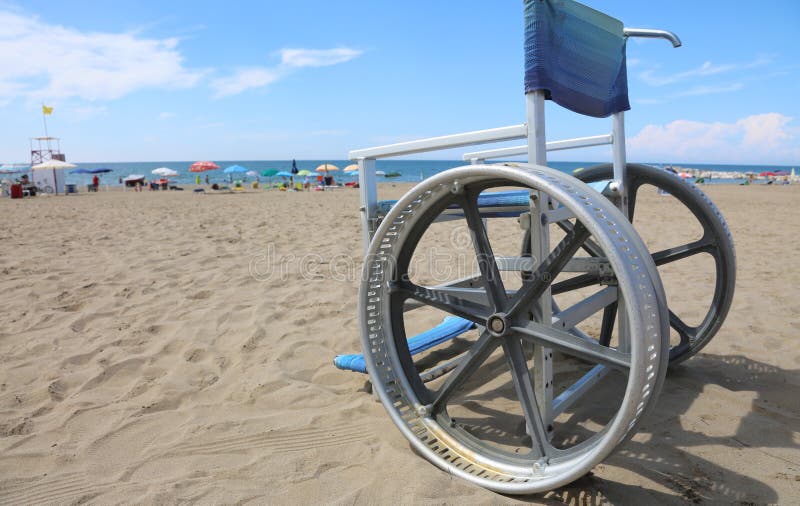 Special Wheelchair on the Sandy Beach Stock Photo Image of ocean