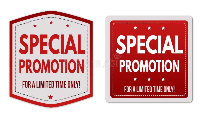 Speciale geplaatste bevorderingsstickers stock illustratie Speciale geplaatste bevorderingsstickers stock illustratie