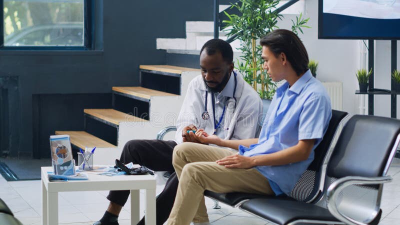 Specialist using medical insturment royalty free stock image