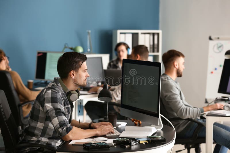 IT specialist working in office royalty free stock image