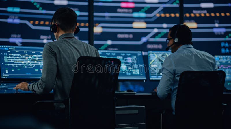 Specialisti del supporto tecnico IT e programmatore di software che lavorano su computer in immagini stock libere da diritti