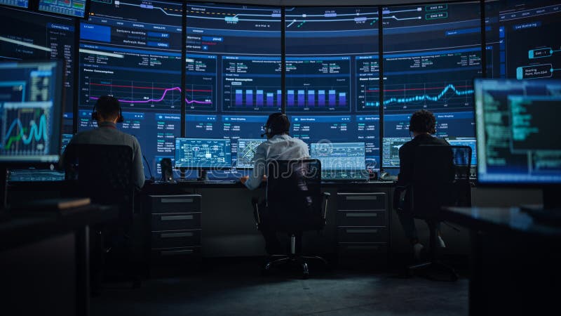 Specialisti del supporto tecnico IT e programmatore di software che lavorano su computer in immagini stock libere da diritti