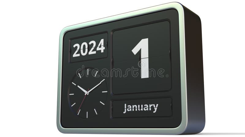 January 2024 - Table Calendar - 3D Illustration Stock Illustration