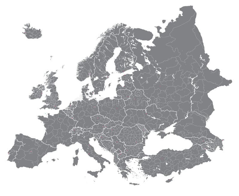 Specificerade politiska översikten för den Europa vektorn gränsar höjdpunkten med regioner Alla beståndsdelar som avskiljs i avta stock illustrationer Specificerade politiska översikten för den Europa vektorn gränsar höjdpunkten med regioner Alla beståndsdelar som avskiljs i avta stock illustrationer