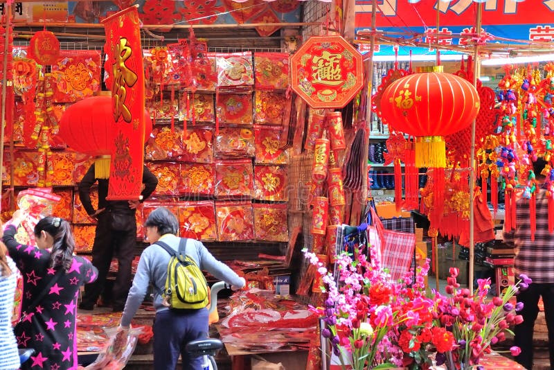 Specjalni zakupy dla wiosna festiwalu rynku. Specjalni zakupy dla wiosna festiwalu Wprowadzać na rynek w Zhuhai Xinfu Lu Fotografia wziąć jako 2015 2 17