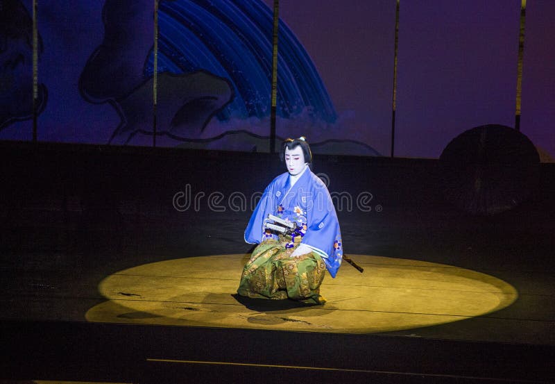 Spectacle de Kabuki aux fontaines de Bellagio photographie stock libre de droits Spectacle de Kabuki aux fontaines de Bellagio photographie stock libre de droits