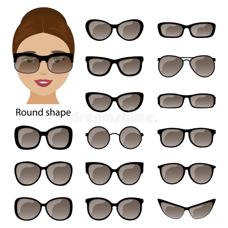 Spectacle Frames And Round Face Stock Vector Illustration Of Portrait Object 92741538