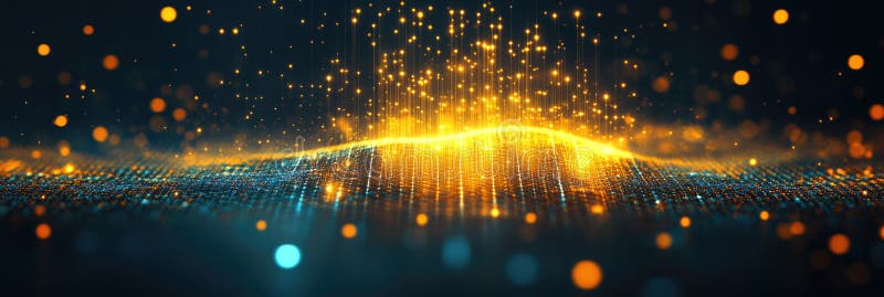 Spectacular digital light particle wave in dynamic abstract motion stock illustration