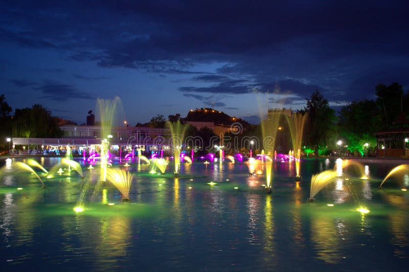 Spectacular fountains at night