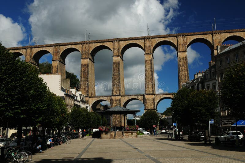 Spectacular Historic Railway Bridge Crossing Morlaix Downtown in ...