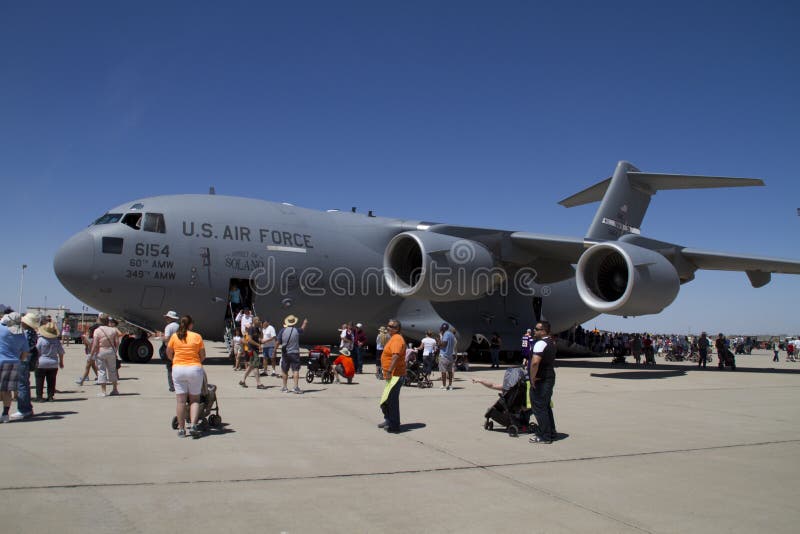 Spectators and Huge Military Aircraft