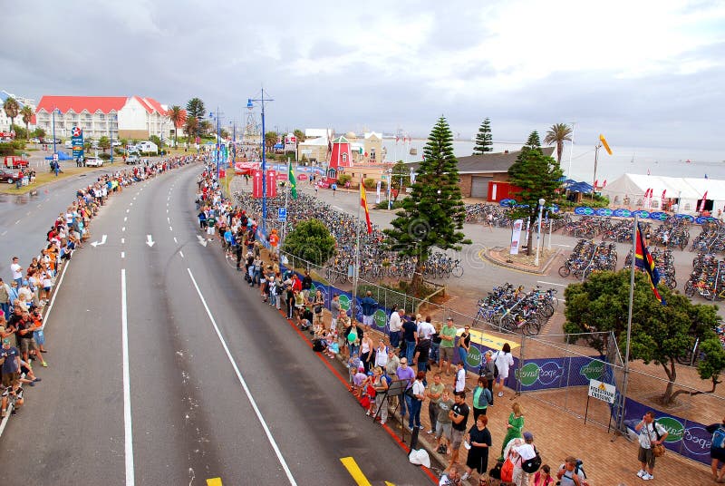 Spectators lining road