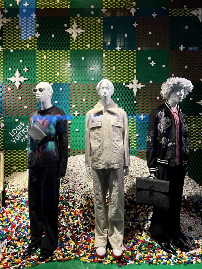 Colorful Window Display of Louis Vuitton Store in Lugano Editorial
