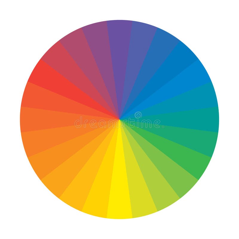 Spectral Rainbow Circle of 24 Multicolor Polychrome Segments. The spectral harmonic colorful palette of the painter.