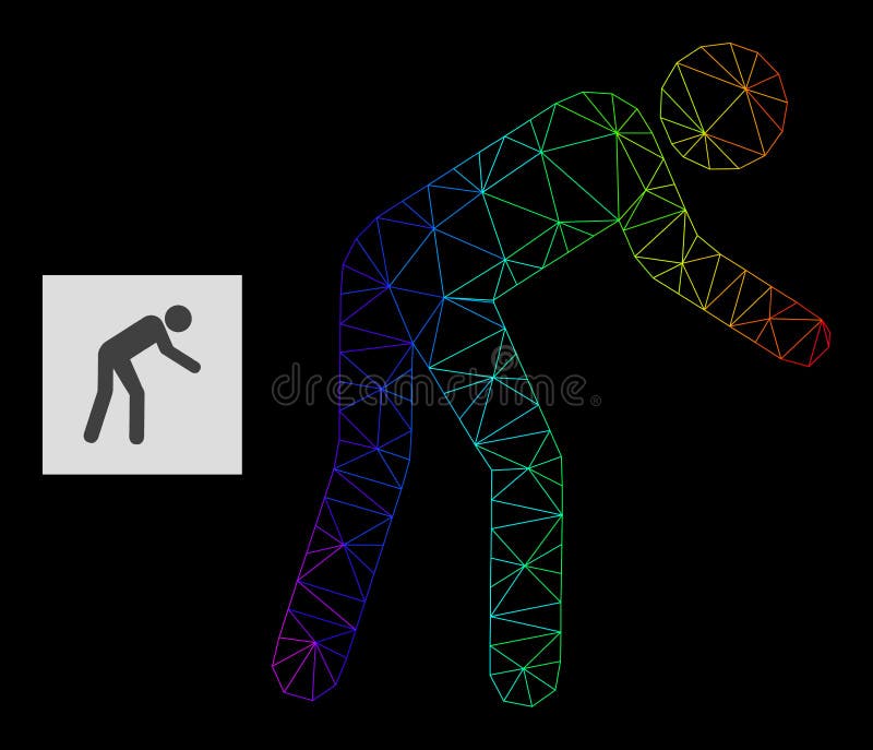 Spectrum Gradiented Polygonal Network Tired Person Icon stock illustration