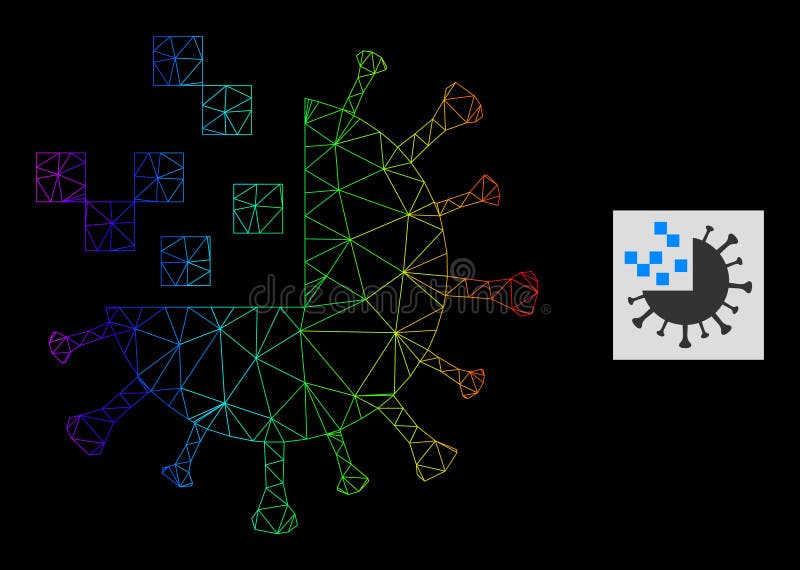 Spectrum Gradiented Polygonal Network Synthetic Virus Icon vector illustration