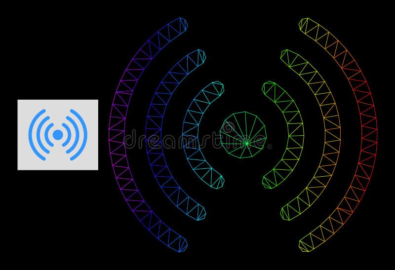 Spectrum Gradiented Polygonal Network Wi-Fi Signal Icon stock illustration