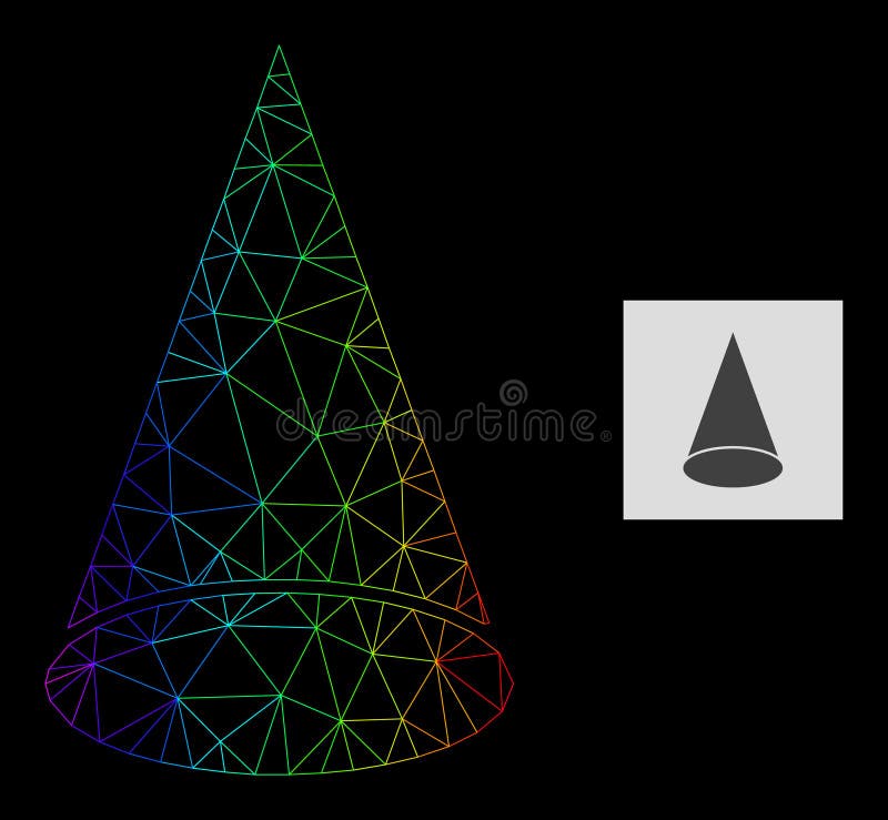 Spectrum Gradiented Polygonal Network Cone Figure Icon royalty free illustration