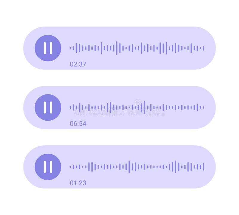 Spectrum noise and pause button. Record music player. Mobile app sound wave. Message voice record stock illustration