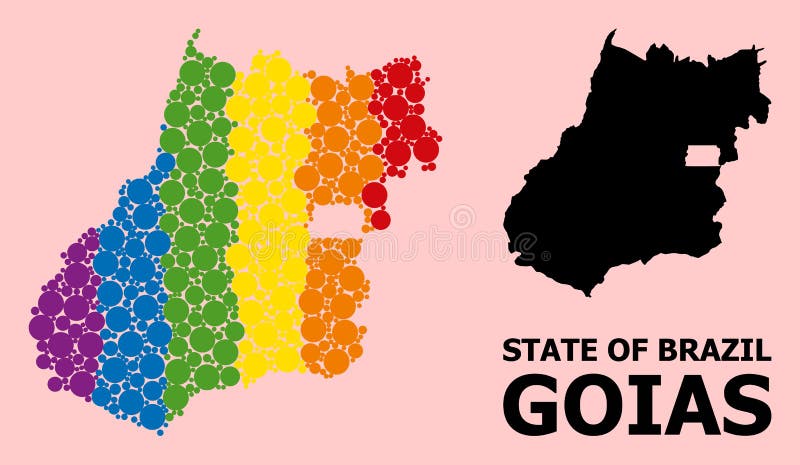 Rainbow Mosaic Map of Goias State for LGBT stock illustration