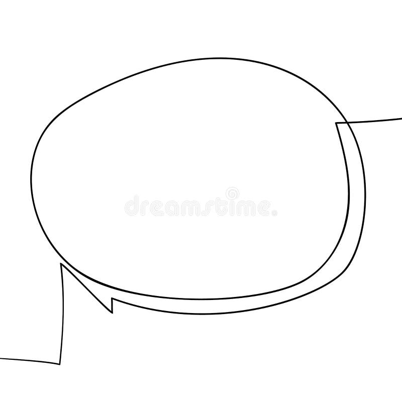 Speech bubble continuous one line drawing cartoon unusual digital handmade, Black and white graphics vector minimalist stock illustration