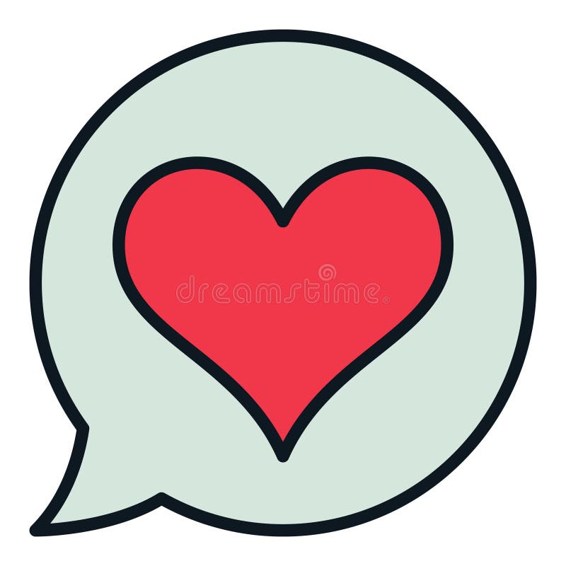 Speech Bubble with Cute Red Heart vector colored icon or design element stock illustration