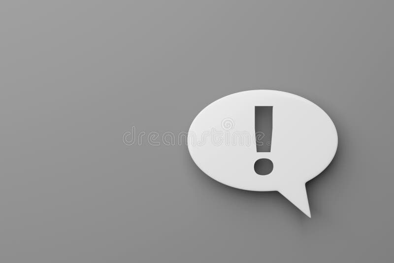 Speech bubble with exclamation mark. 3D rendering royalty free illustration