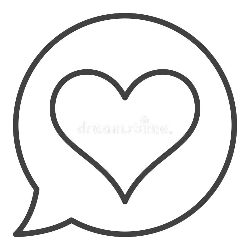 Speech Bubble with Heart vector thin line icon or symbol vector illustration
