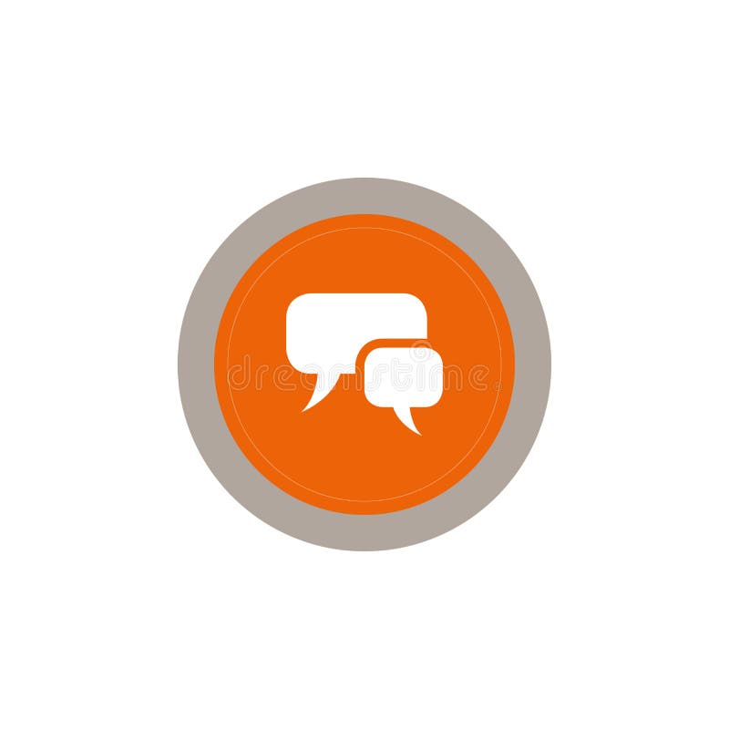 Speech bubble icon. Orange chat bubble button. Stock vector illustration isolated on white background. royalty free illustration