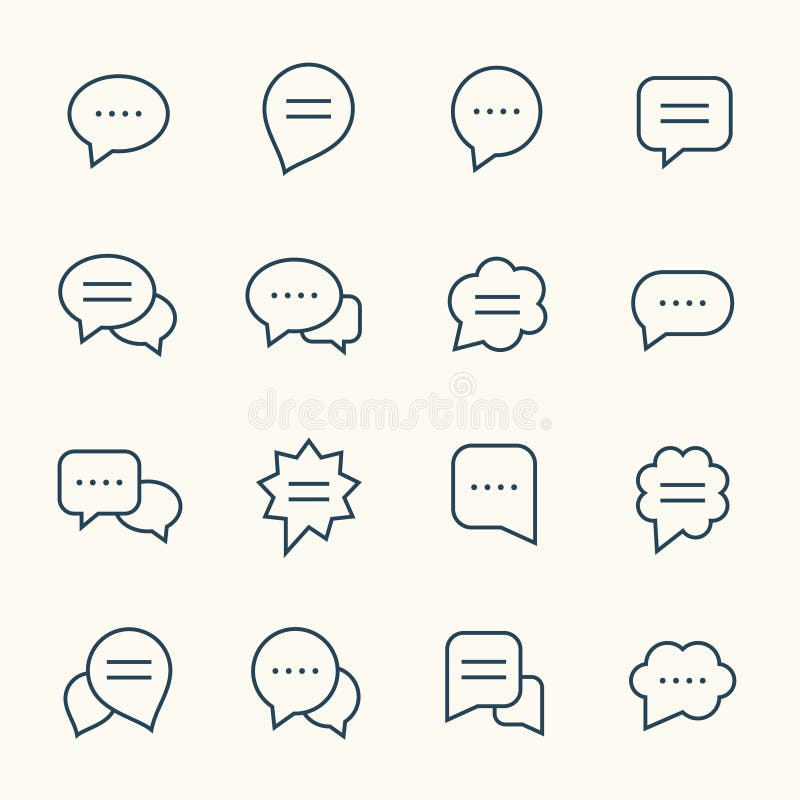 Speech bubble line icons